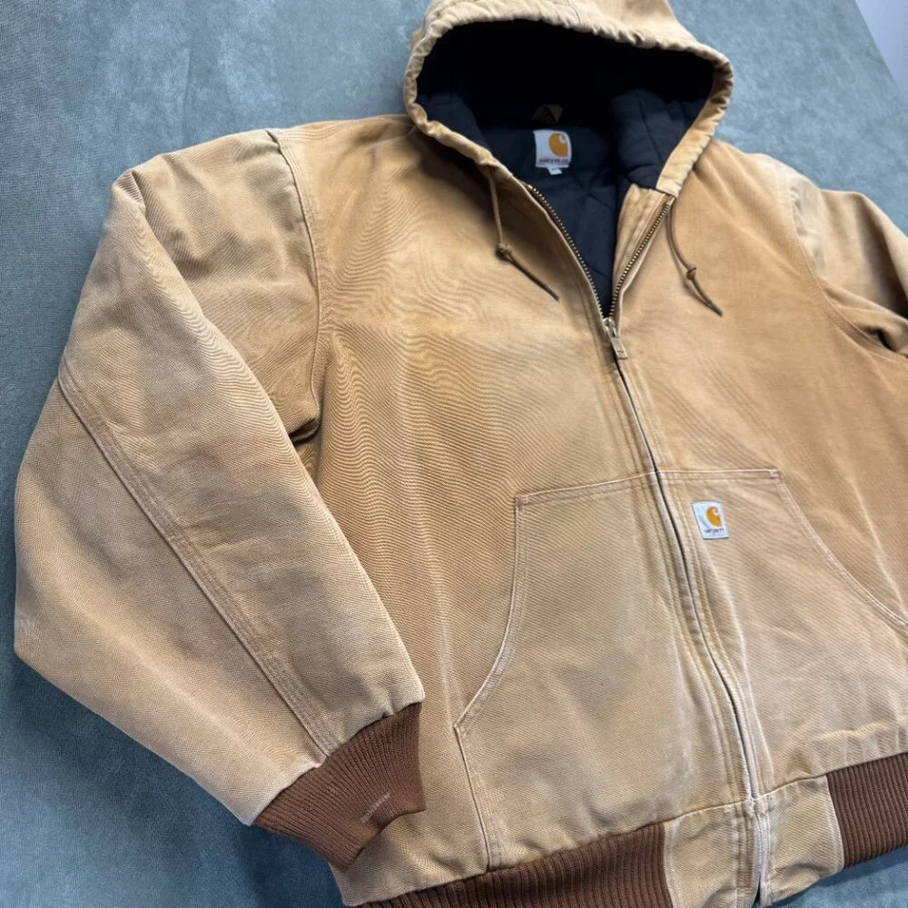 Vintage Carhartt J131 BRN Hooded Duck Jacket Sz XL USA Made Union Quilted Lined - Picture 1 of 15